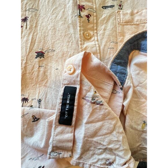 Vans Shirt Mens Medium Button Up Beach Summer Palm Tree Off the Wall Classic Fit - Picture 3 of 7